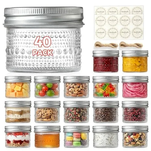 NETANY Embossed Mini Mason Jars