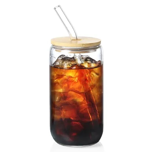 NETANY Bamboo-Lid Glass Cups
