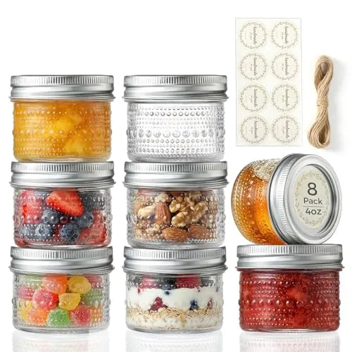 NETANY Embossed Mini Mason Jars